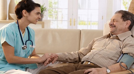Trained caregiver providing post operative care at home in Maharashtra